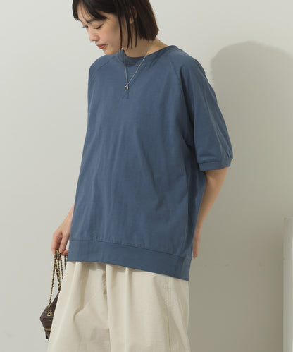 冷感シルクタッチラグランスリーブ5分袖プルオーバー[1125-6136]
