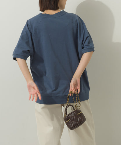 冷感シルクタッチラグランスリーブ5分袖プルオーバー[1125-6136]