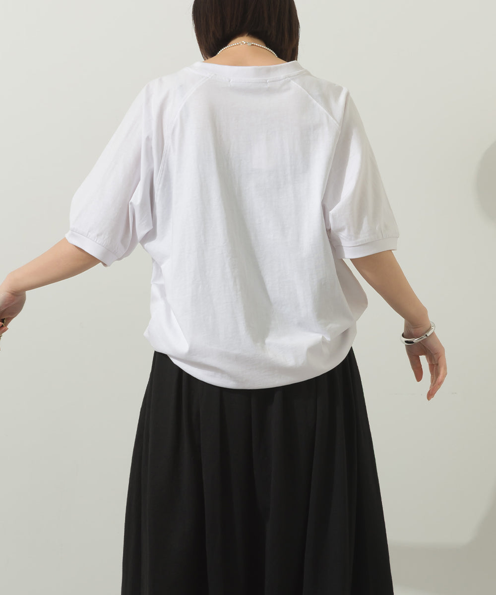冷感シルクタッチラグランスリーブ5分袖プルオーバー[1125-6136]