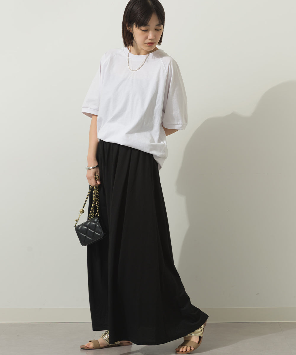 冷感シルクタッチラグランスリーブ5分袖プルオーバー[1125-6136]
