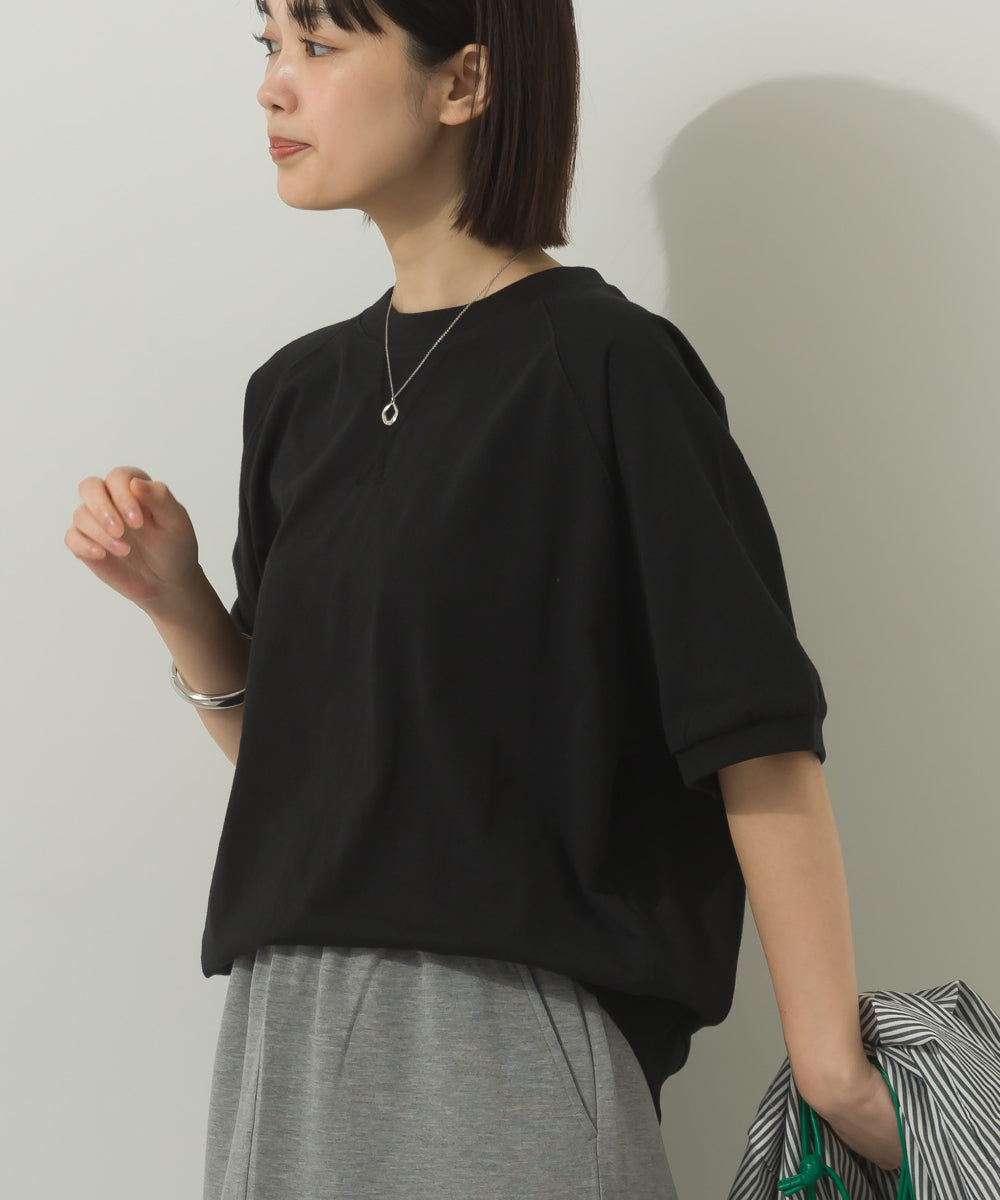 冷感シルクタッチラグランスリーブ5分袖プルオーバー[1125-6136]