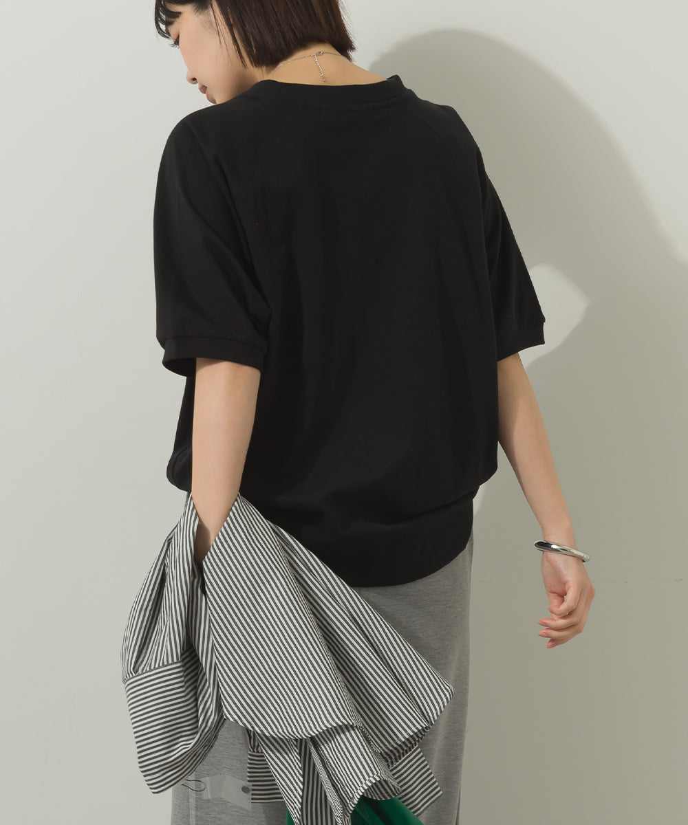 冷感シルクタッチラグランスリーブ5分袖プルオーバー[1125-6136]