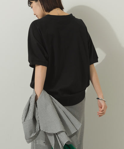 冷感シルクタッチラグランスリーブ5分袖プルオーバー[1125-6136]