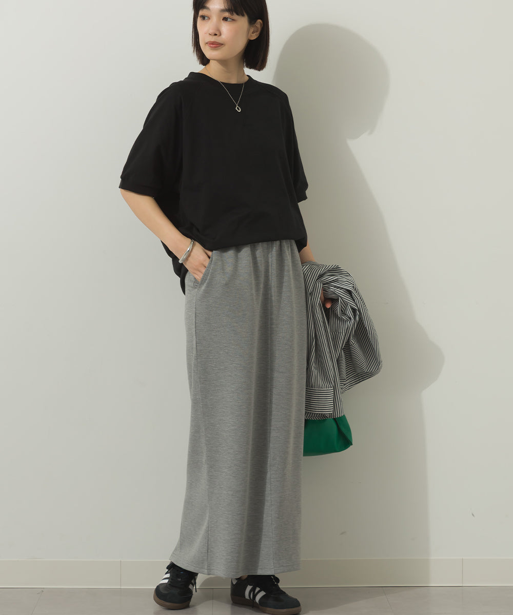 冷感シルクタッチラグランスリーブ5分袖プルオーバー[1125-6136]