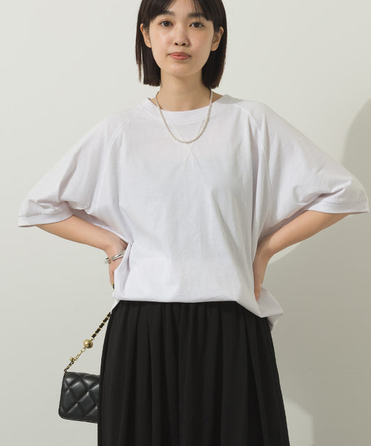 冷感シルクタッチラグランスリーブ5分袖プルオーバー[1125-6136]