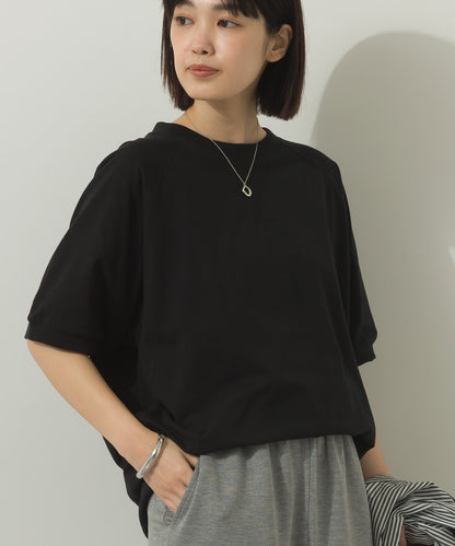 冷感シルクタッチラグランスリーブ5分袖プルオーバー[1125-6136]