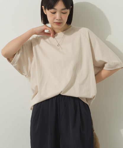 冷感シルクタッチラグランスリーブ5分袖プルオーバー[1125-6136]