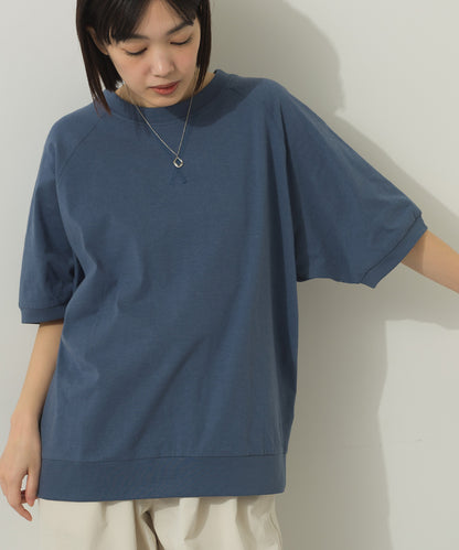 冷感シルクタッチラグランスリーブ5分袖プルオーバー[1125-6136]
