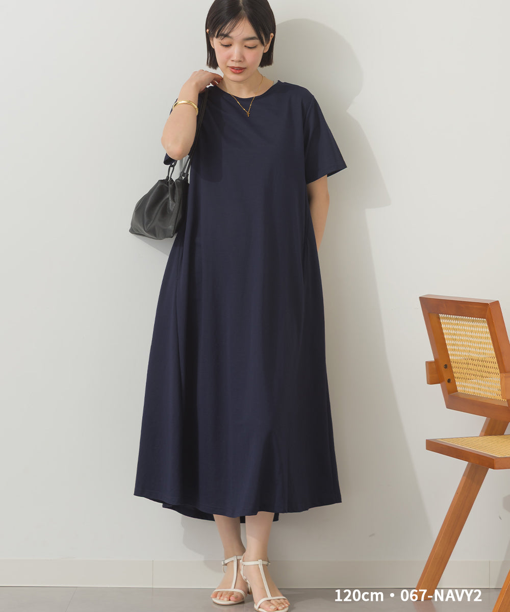 選べる2丈・120cm/125cm 接触冷感レーヨンナイロンラインフレアワンピース[1125-7102]