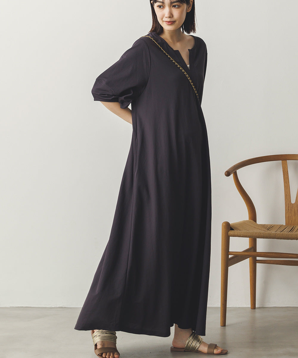 【再入荷】接触冷感ボリューム袖Aラインワンピース[1125-7104]