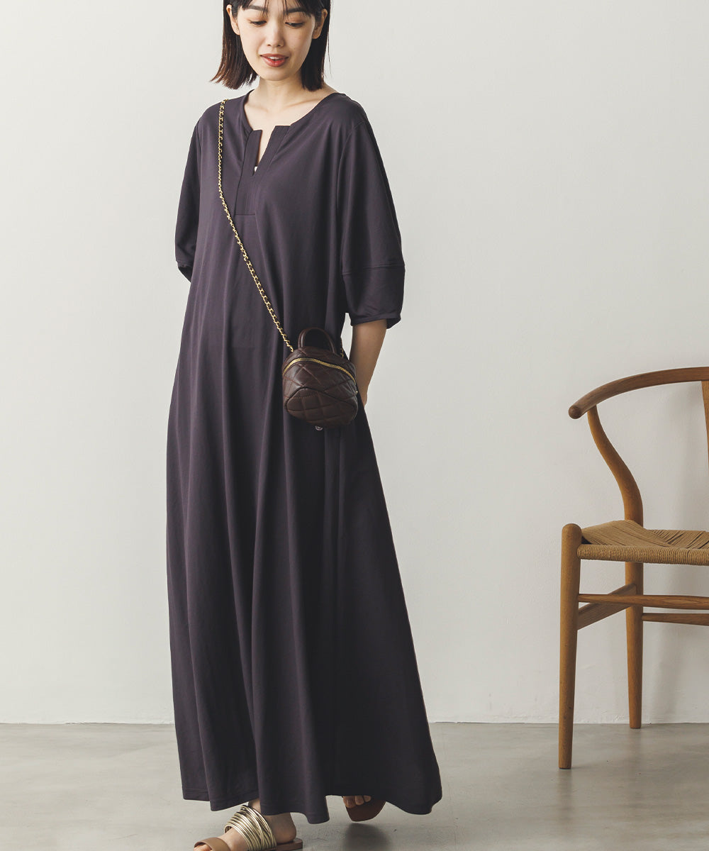 【再入荷】接触冷感ボリューム袖Aラインワンピース[1125-7104]
