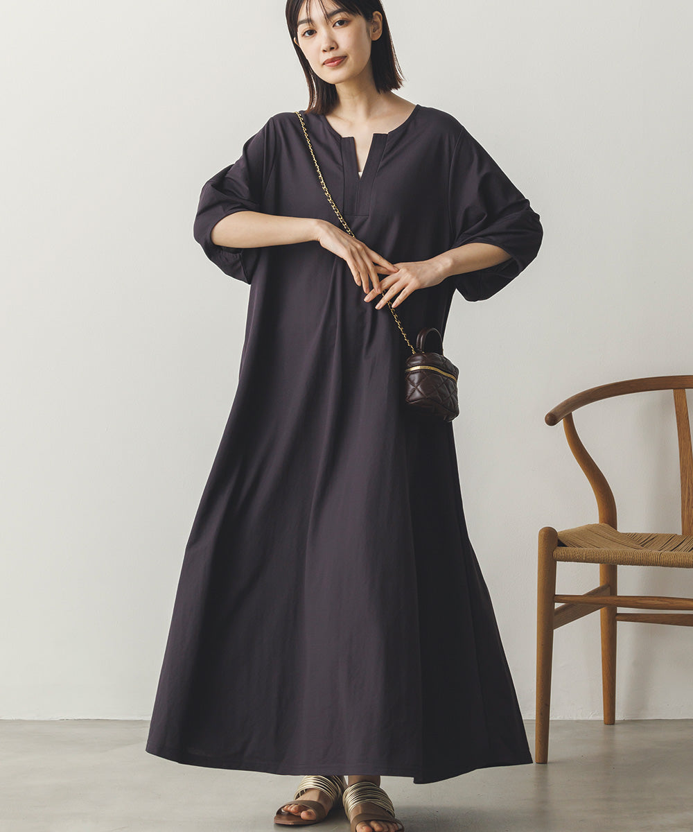 【再入荷】接触冷感ボリューム袖Aラインワンピース[1125-7104]