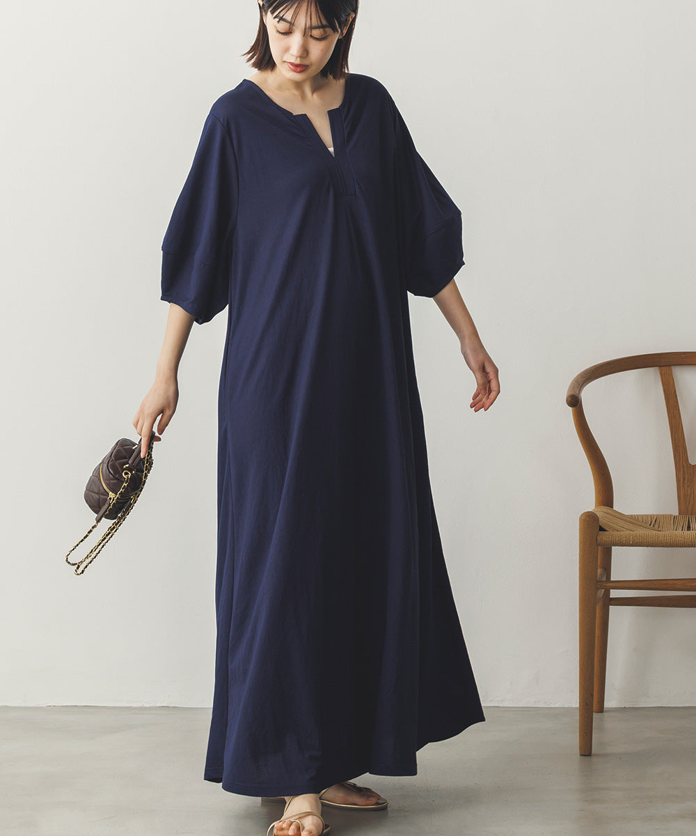 【再入荷】接触冷感ボリューム袖Aラインワンピース[1125-7104]