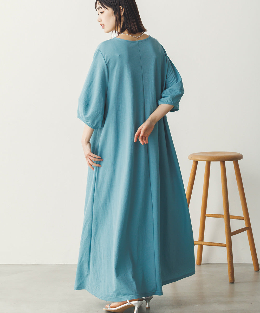 【再入荷】接触冷感ボリューム袖Aラインワンピース[1125-7104]