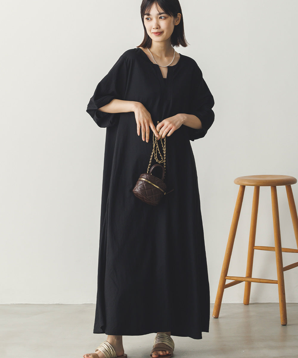 【再入荷】接触冷感ボリューム袖Aラインワンピース[1125-7104]