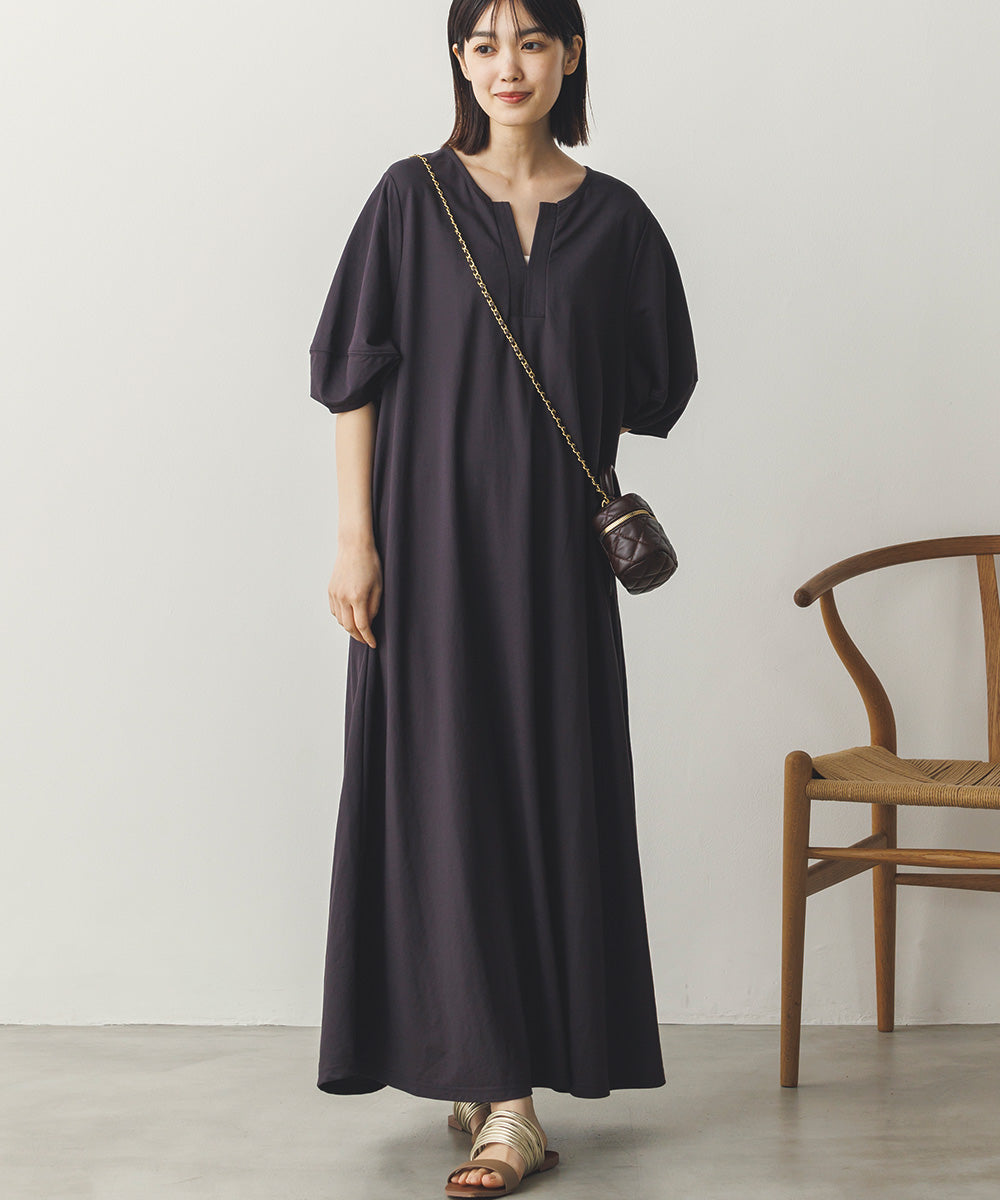 【再入荷】接触冷感ボリューム袖Aラインワンピース[1125-7104]