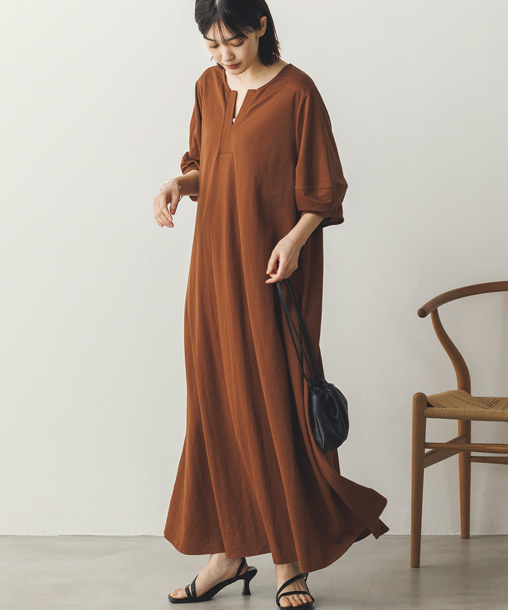 【再入荷】接触冷感ボリューム袖Aラインワンピース[1125-7104]