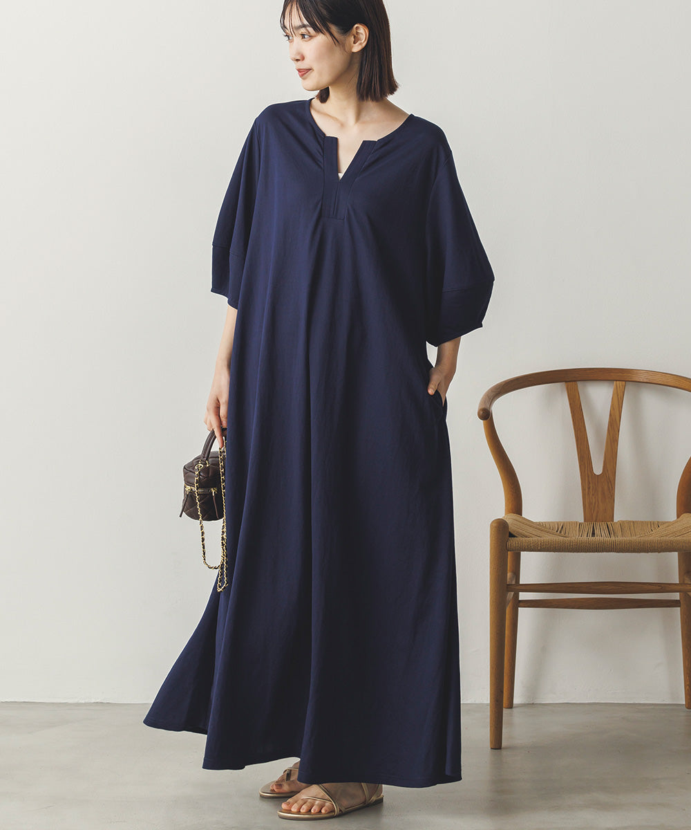 【再入荷】接触冷感ボリューム袖Aラインワンピース[1125-7104]