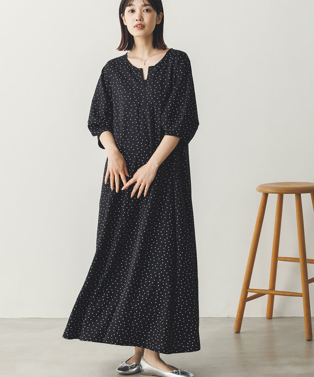 【再入荷】接触冷感ボリューム袖Aラインワンピース[1125-7104]