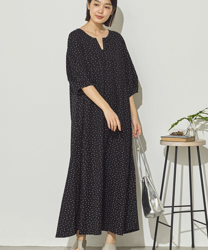 接触冷感ボリューム袖Aラインワンピース[1125-7104]