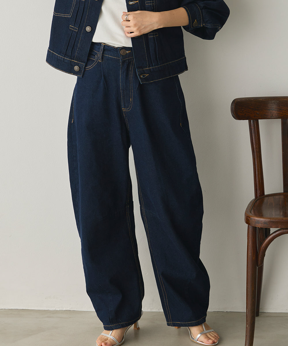 カーブラインバギーデニムパンツ[1225-1006]