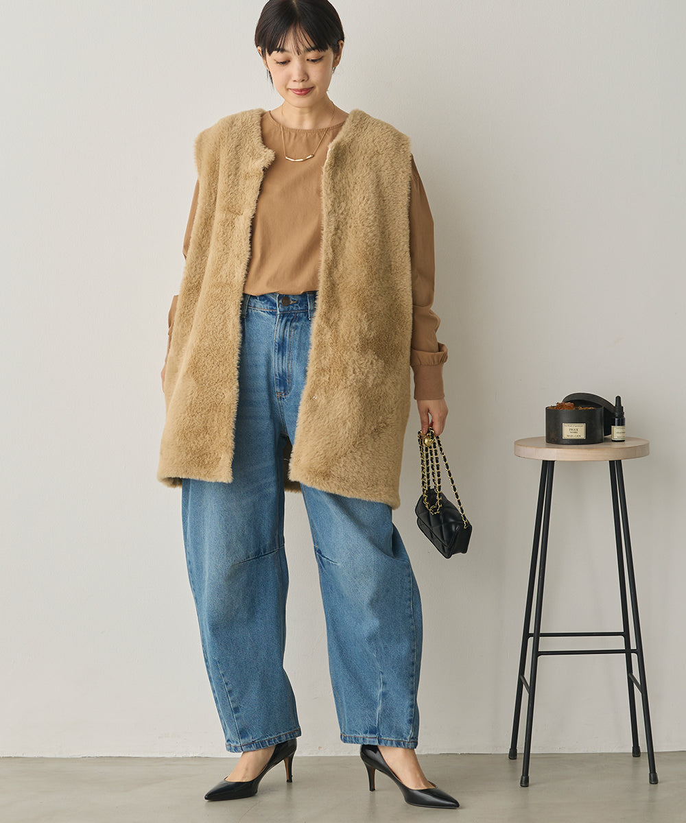 カーブラインバギーデニムパンツ[1225-1006]