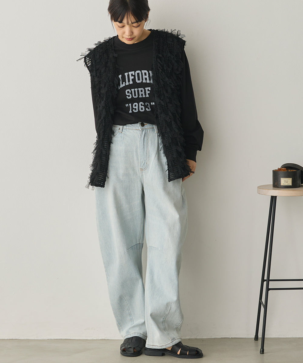 カーブラインバギーデニムパンツ[1225-1006]