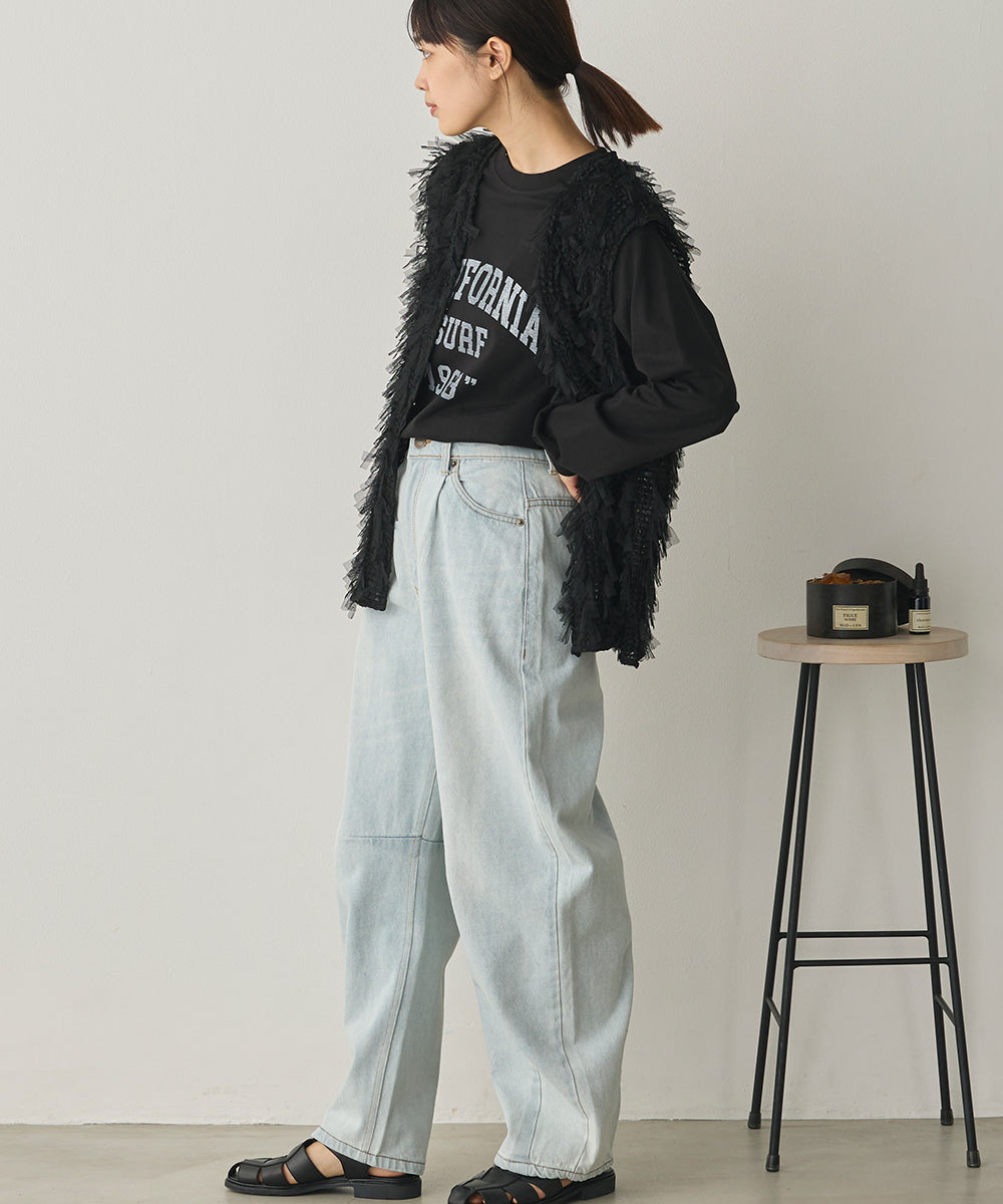 カーブラインバギーデニムパンツ[1225-1006]