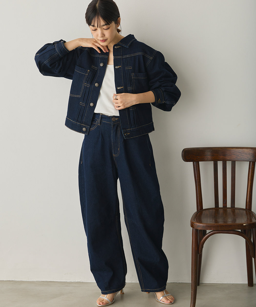 カーブラインバギーデニムパンツ[1225-1006]