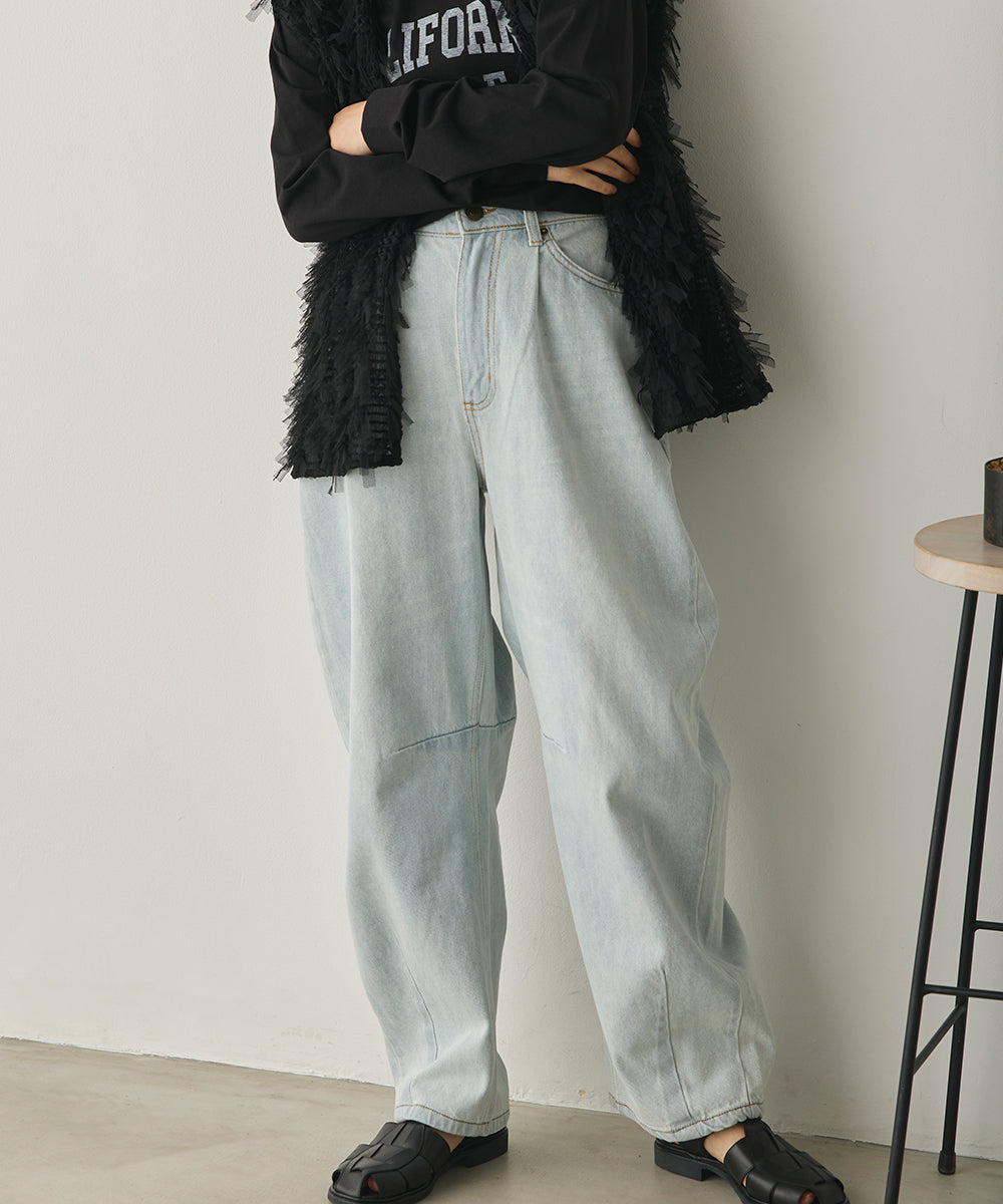 カーブラインバギーデニムパンツ[1225-1006] – Sans Souci 34＋