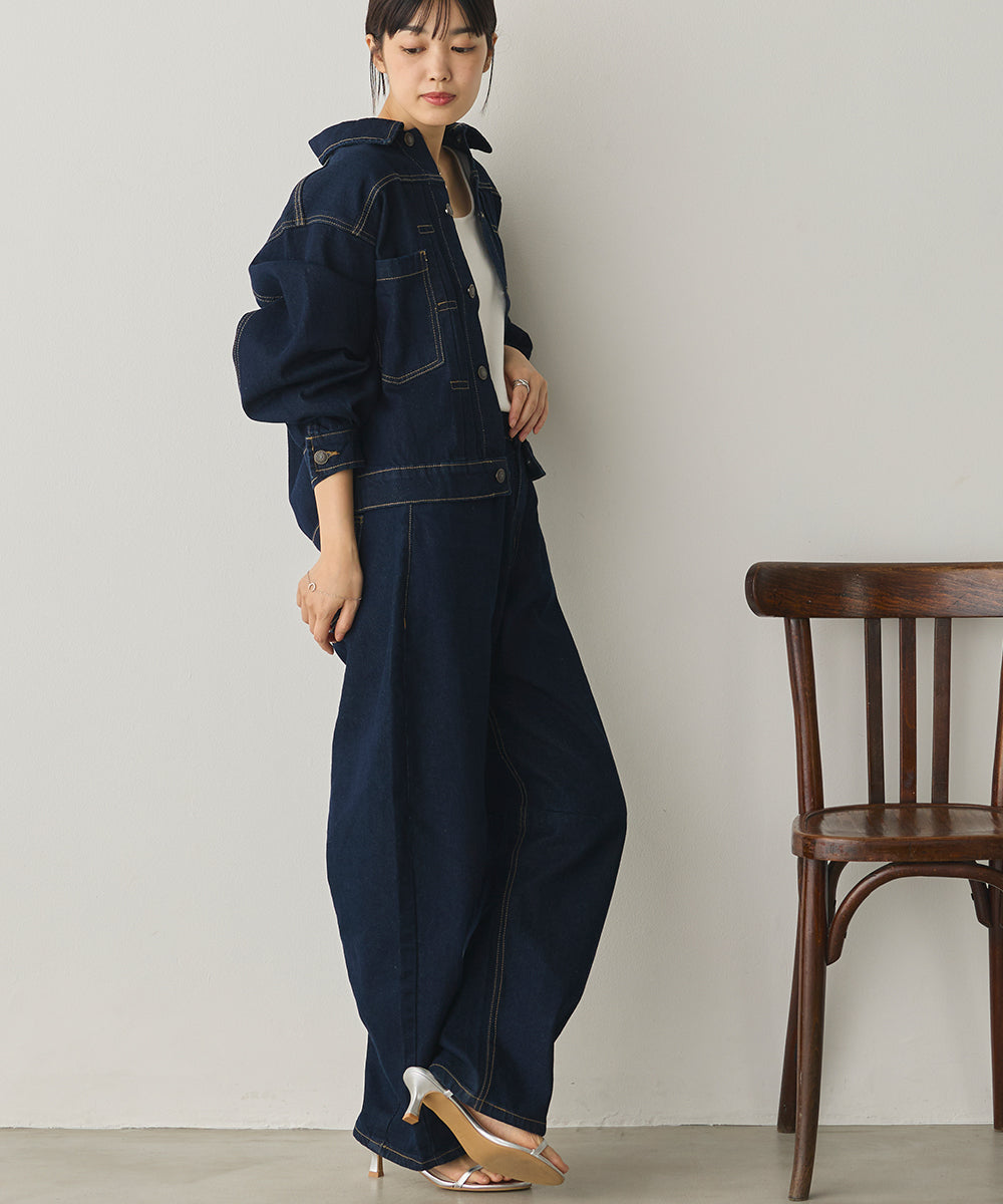 カーブラインバギーデニムパンツ[1225-1006]