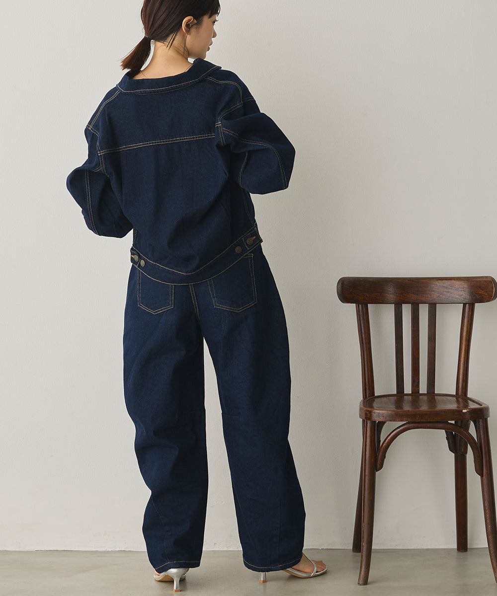 カーブラインバギーデニムパンツ[1225-1006]