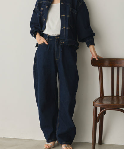 カーブラインバギーデニムパンツ[1225-1006]