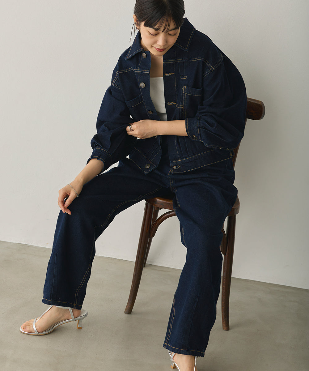 カーブラインバギーデニムパンツ[1225-1006]