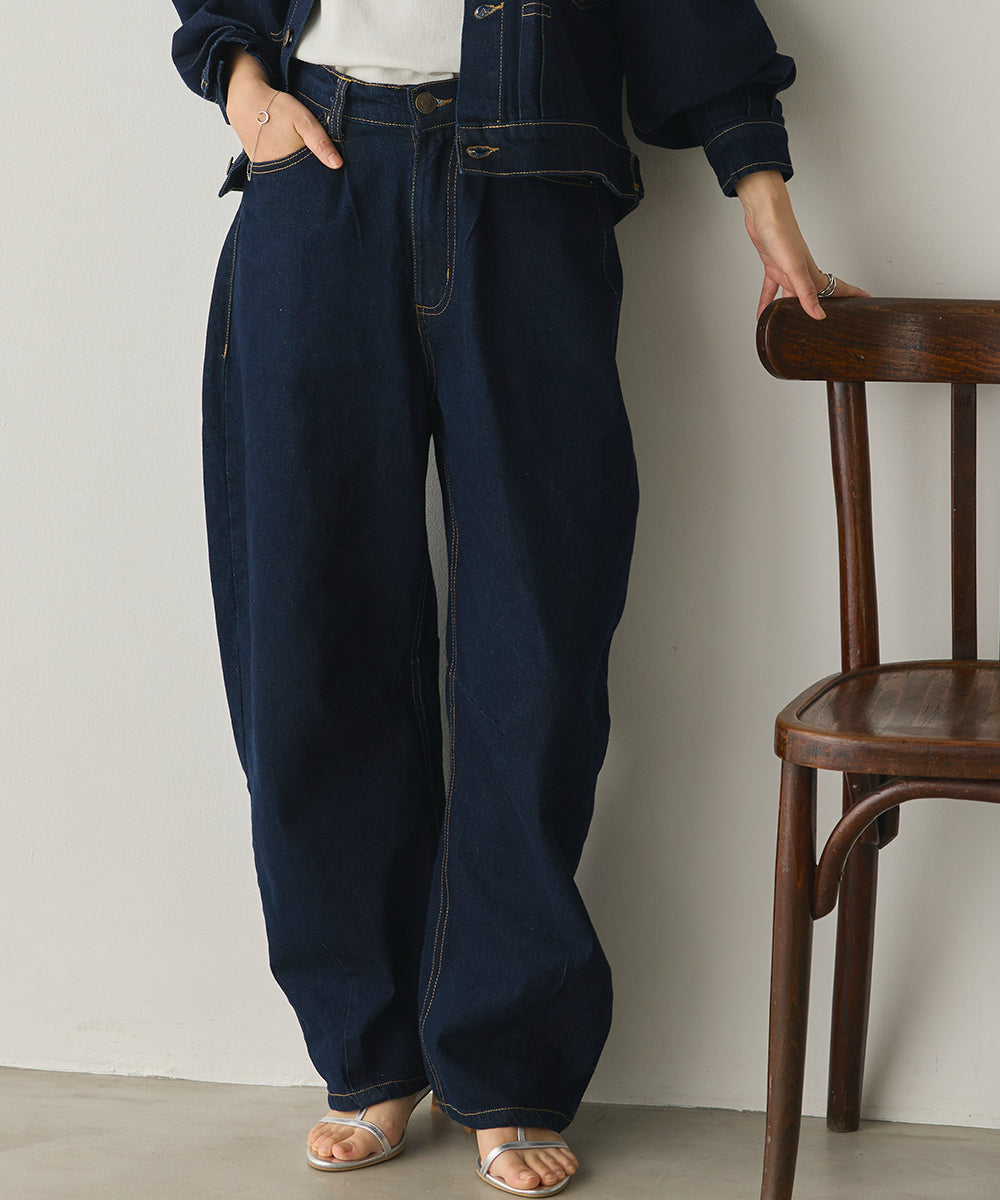 カーブラインバギーデニムパンツ[1225-1006]