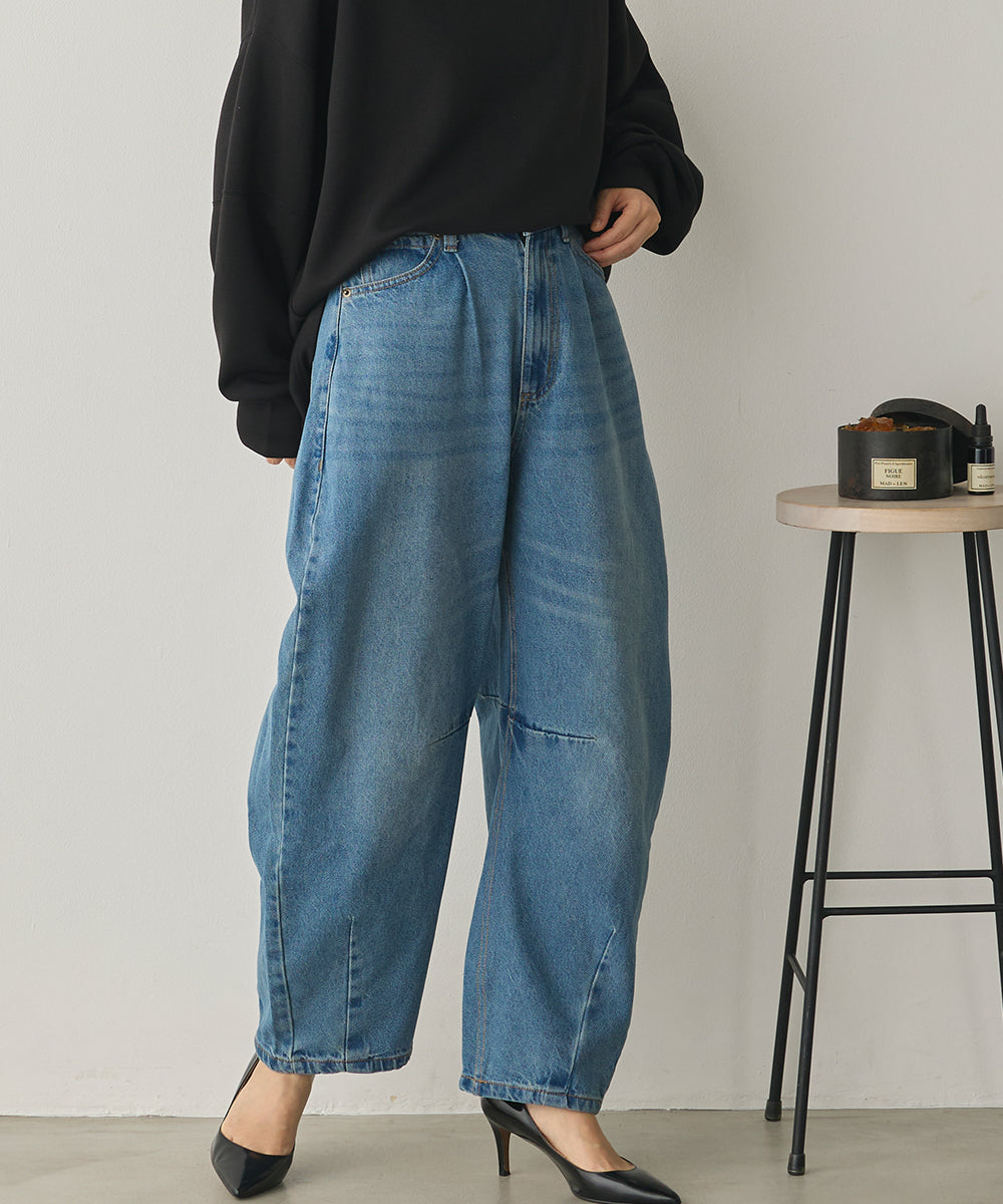 カーブラインバギーデニムパンツ[1225-1006]