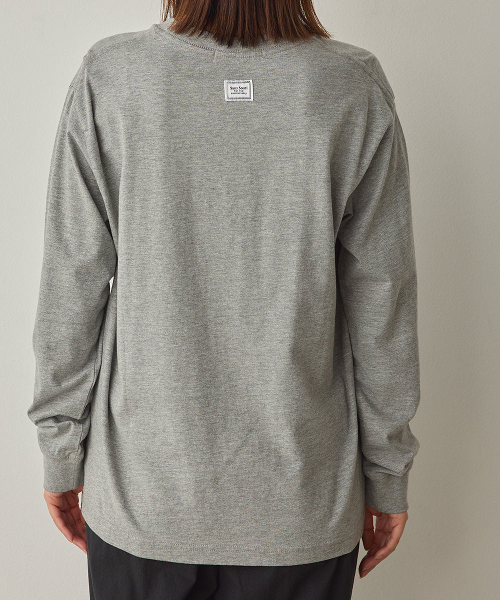 ユニセックスバイオポリウォッシュプリントTシャツ長袖[1225-6123]