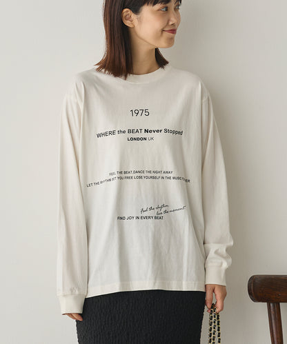 ユニセックスバイオポリウォッシュプリントTシャツ長袖[1225-6123]