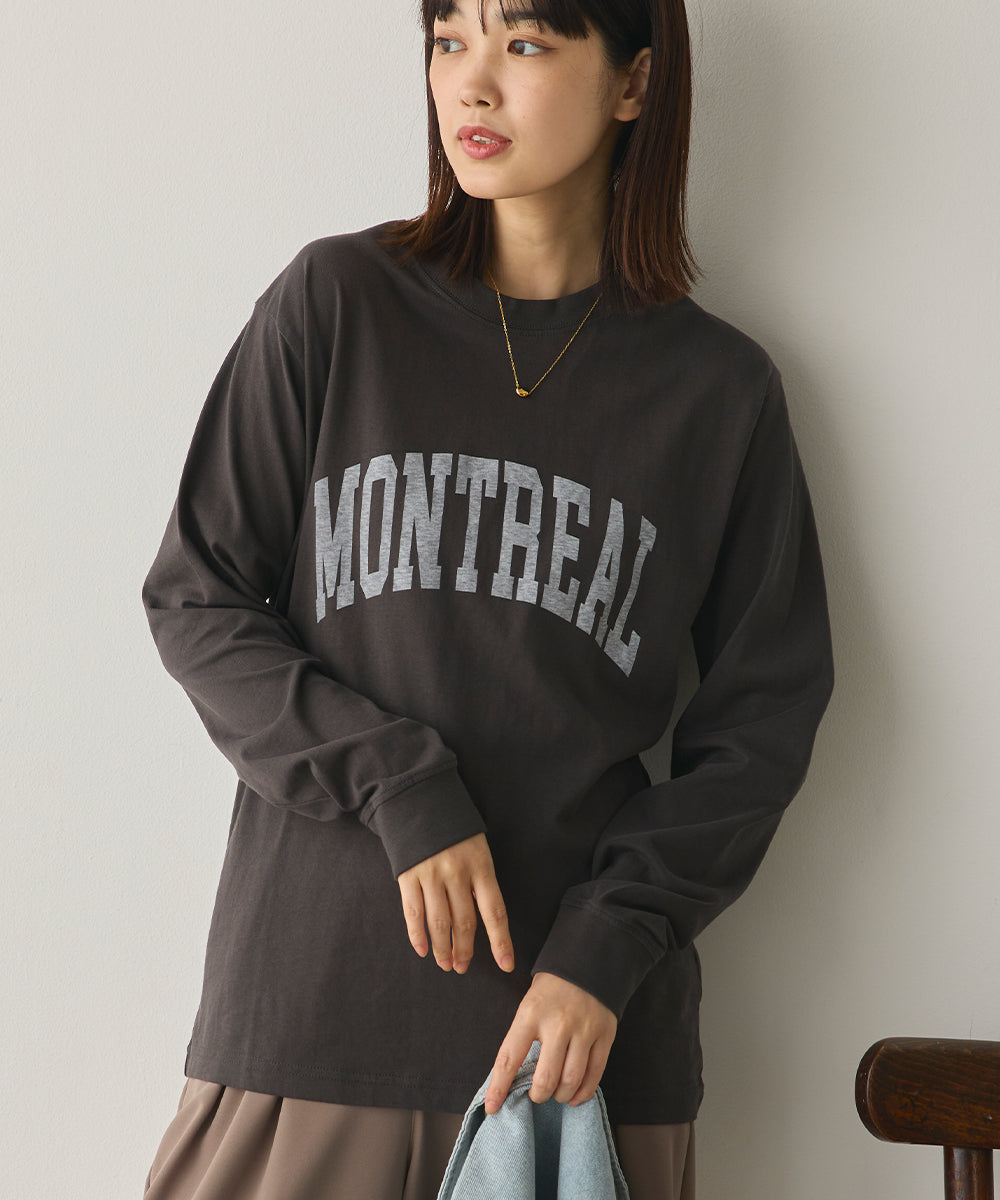 ユニセックスバイオポリウォッシュプリントTシャツ長袖[1225-6123]