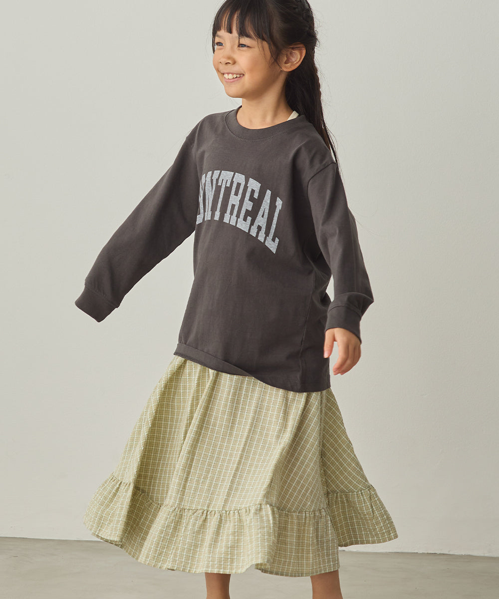 キッズバイオポリウォッシュプリントTシャツ長袖[1225-6127]