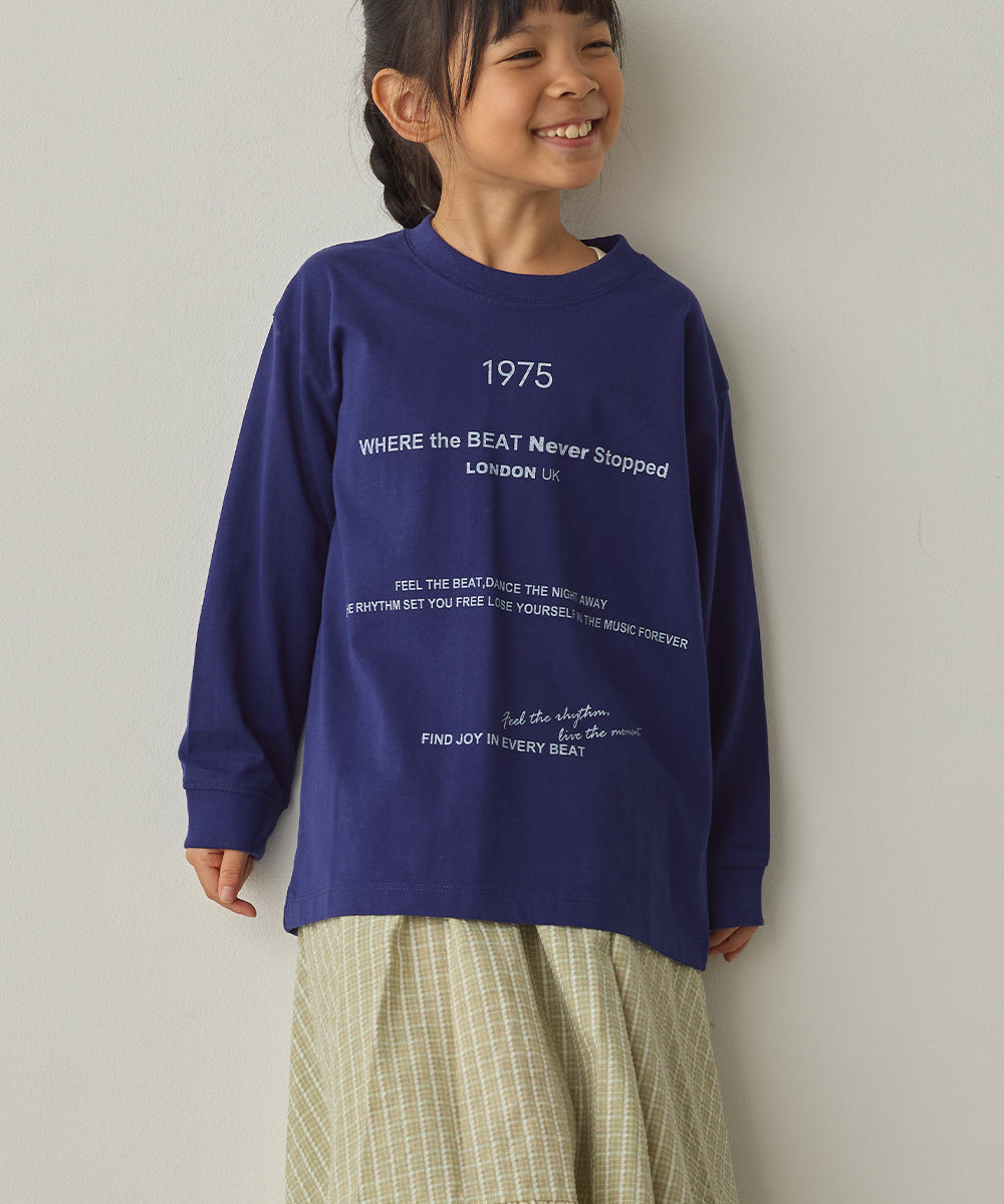キッズバイオポリウォッシュプリントTシャツ長袖[1225-6127]