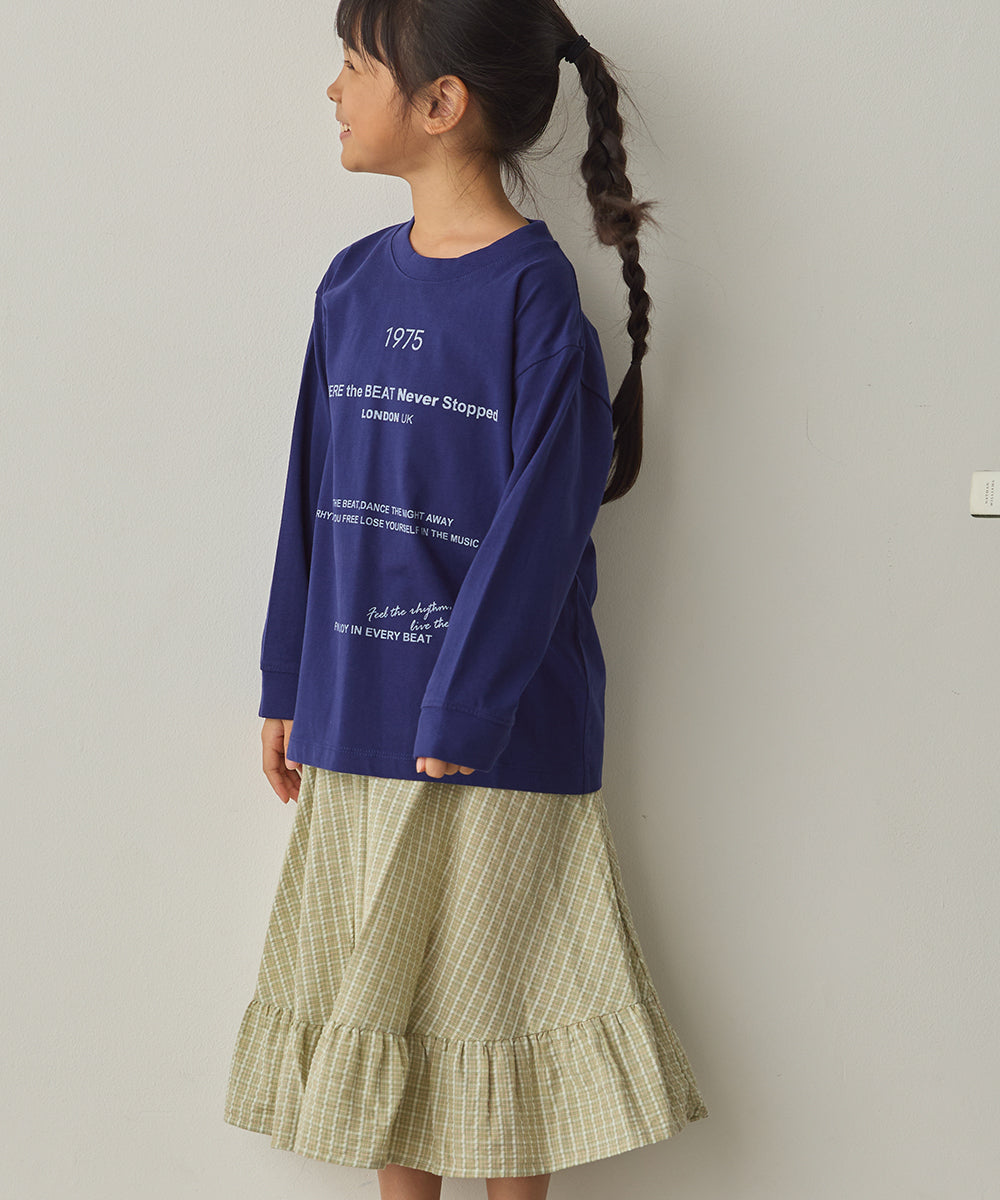 キッズバイオポリウォッシュプリントTシャツ長袖[1225-6127]