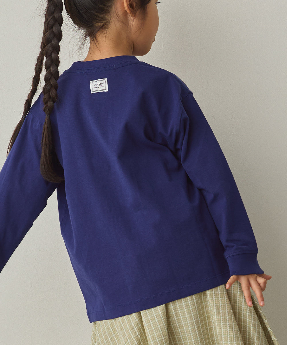 キッズバイオポリウォッシュプリントTシャツ長袖[1225-6127]