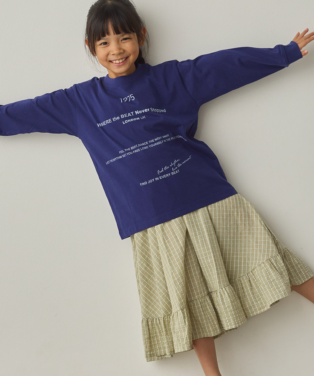 キッズバイオポリウォッシュプリントTシャツ長袖[1225-6127]