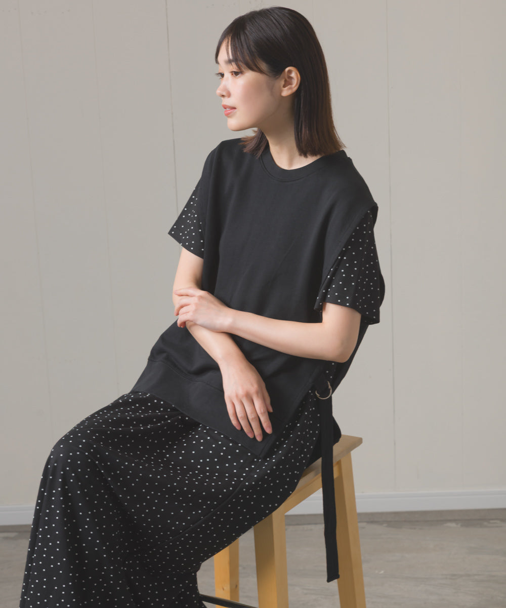 裏毛スウェットサイドリボンベスト[1225-6133]