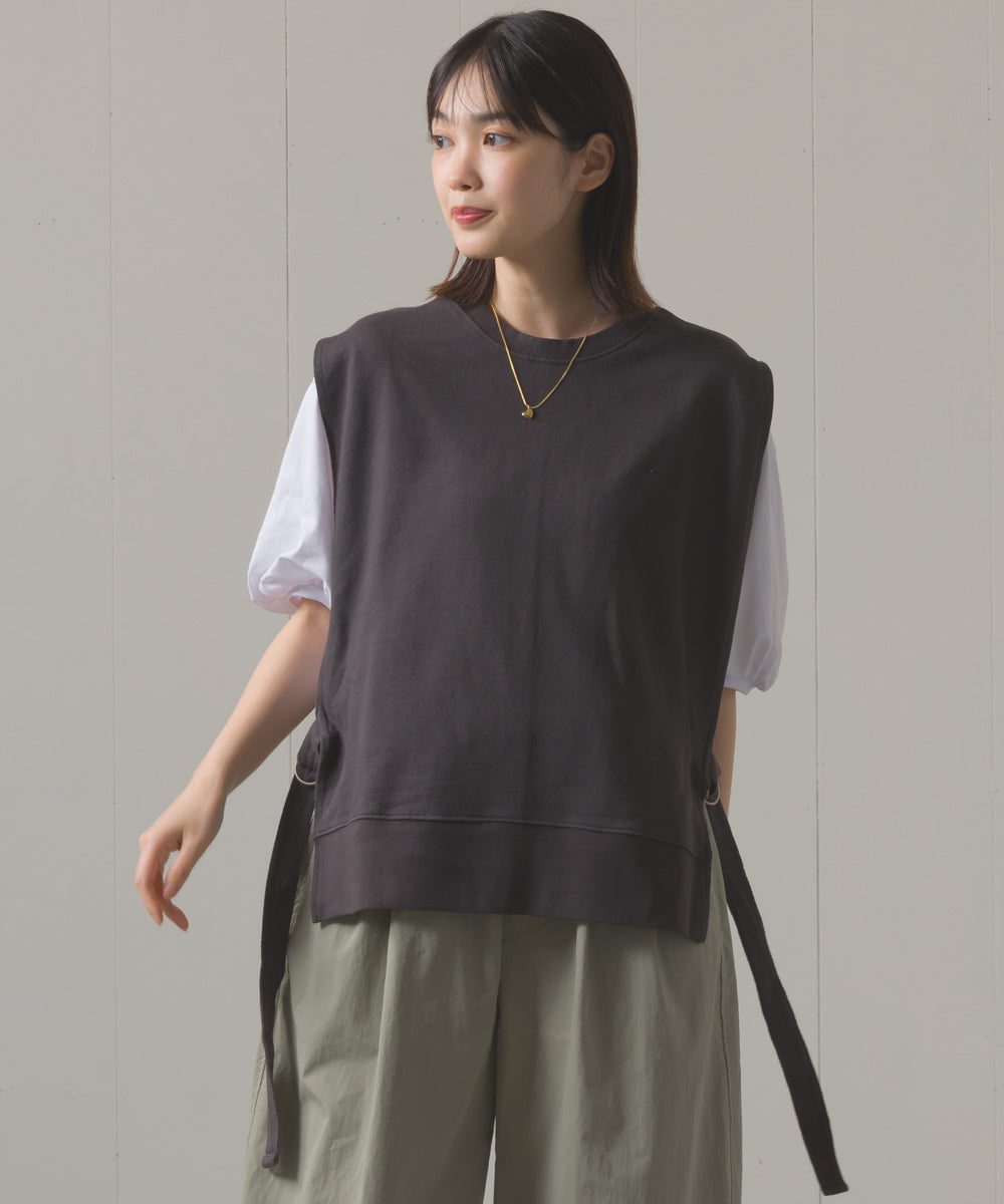 裏毛スウェットサイドリボンベスト[1225-6133]