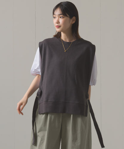 裏毛スウェットサイドリボンベスト[1225-6133]