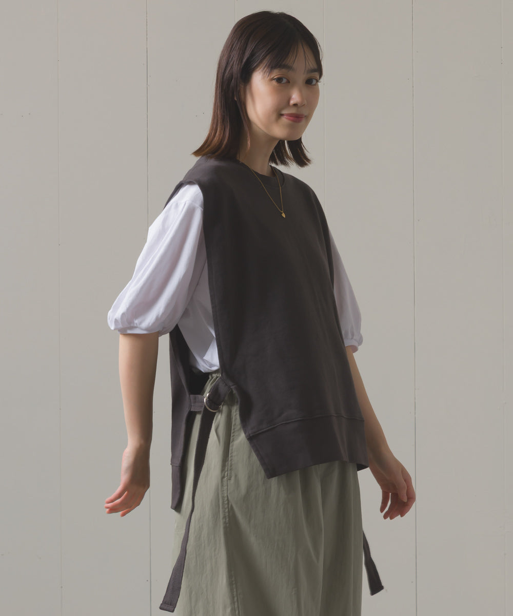 裏毛スウェットサイドリボンベスト[1225-6133]