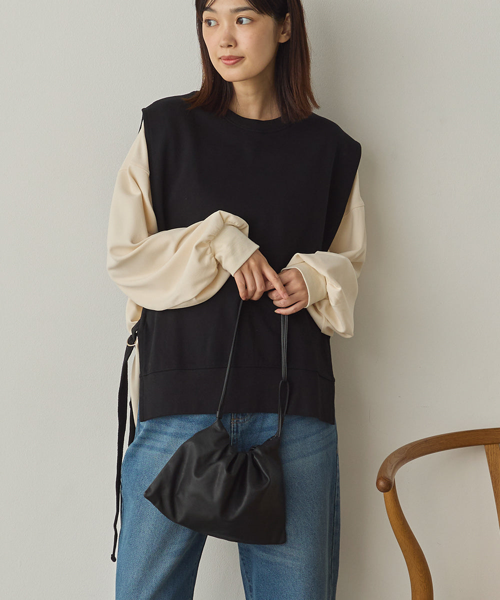 裏毛スウェットサイドリボンベスト[1225-6133]