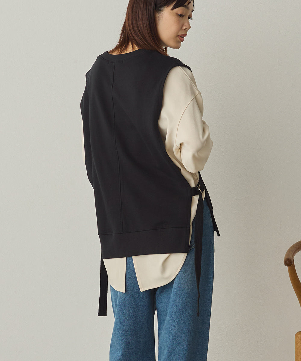 裏毛スウェットサイドリボンベスト[1225-6133]